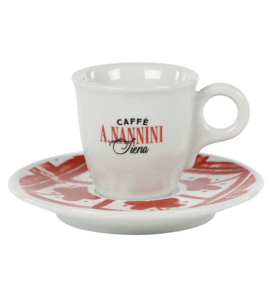Nannini Espresso Tasse mit roter Untertasse